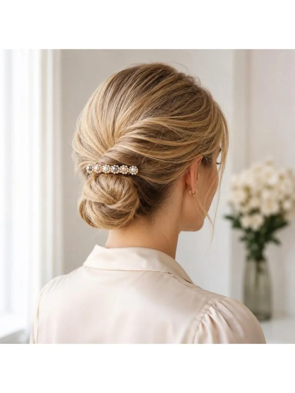 Elegant Multicolor Pearl Hair Barrette Clip - Vintage Sparkly Accessory for